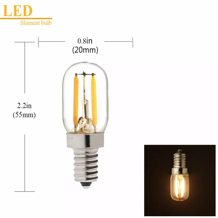 Customizable T25 tube LED Light Bulb 2W 4W 2700K E12 E14 E17 120V 220V LED filament bulb