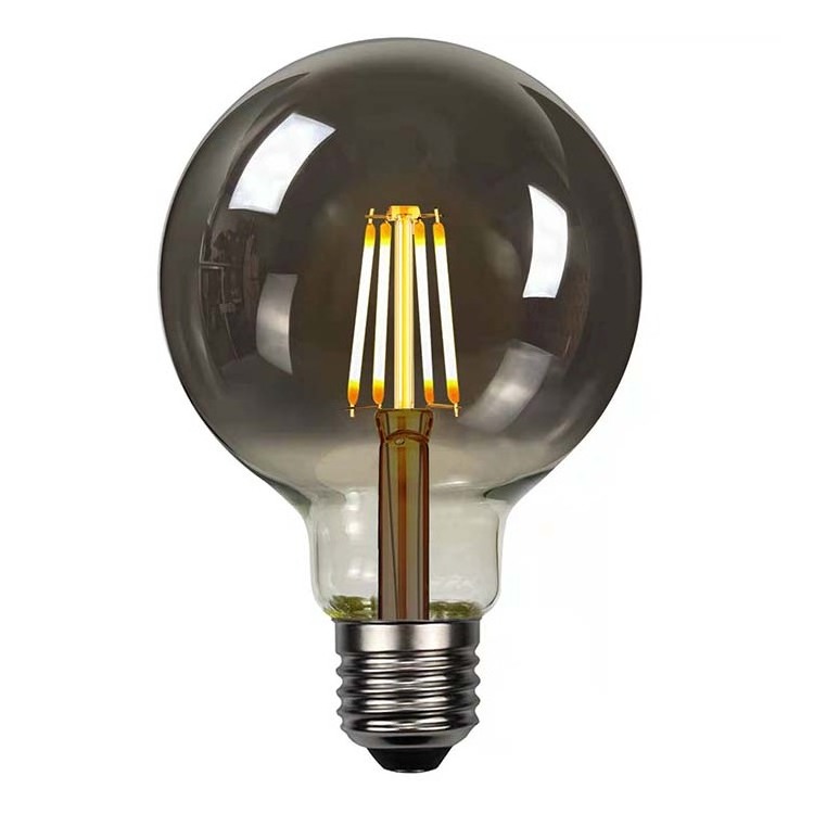 Glass Globe Decorative G80 Edison Led Light Bulbs Smoked Grey Led Filament Bulb