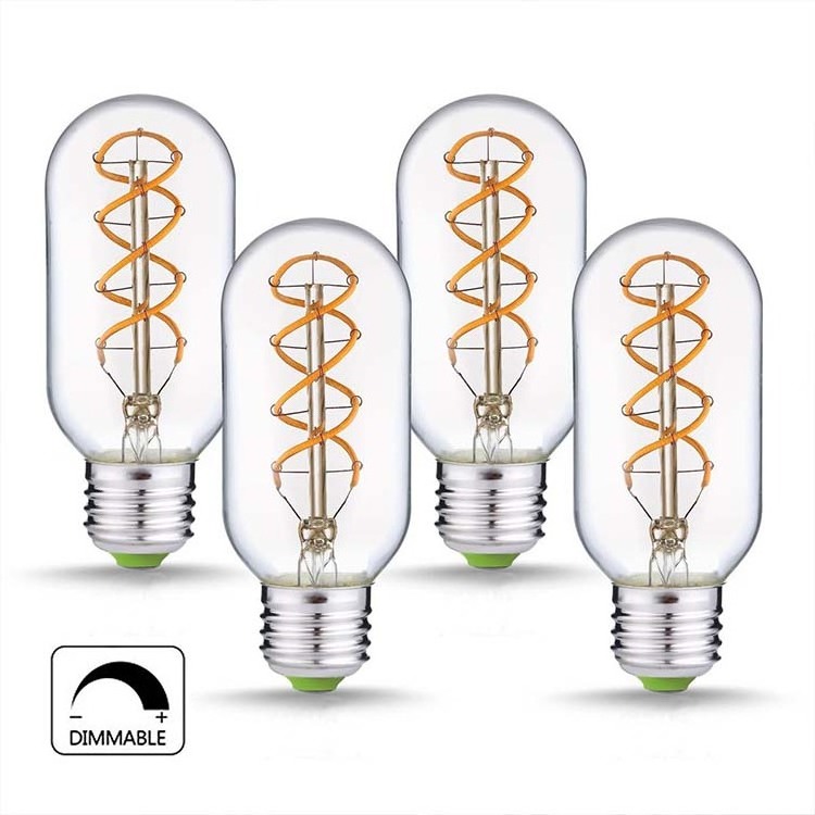 High Quality Energy Saving Decoration T45 2W 4W 2700K 4000K Clear LED  Straight Filament Light Bulb