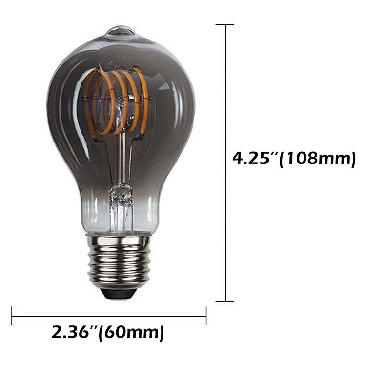 Factory Direct 110V 120V Global Edison Bulb E26 E27 Smoke gray A60 LED Filament Bulb