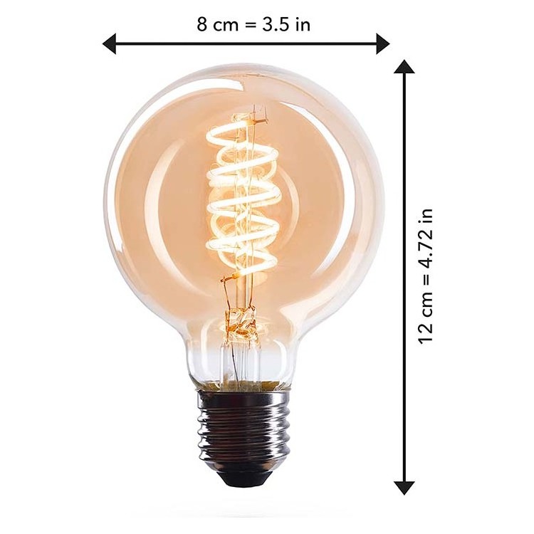 Factory Directly Amber 120V  E26 E27 G80 Led Spiral Filament Retro Edison Light  Bulb