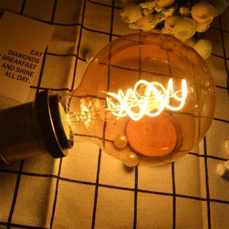 Factory Directly Amber 120V  E26 E27 G80 Led Spiral Filament Retro Edison Light  Bulb