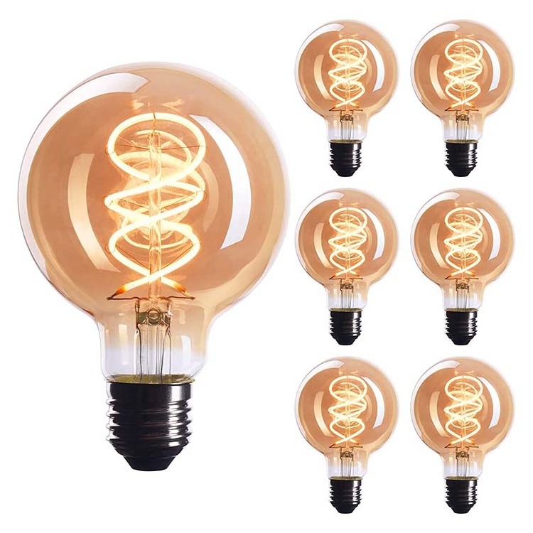 Factory Directly Amber 120V  E26 E27 G80 Led Spiral Filament Retro Edison Light  Bulb