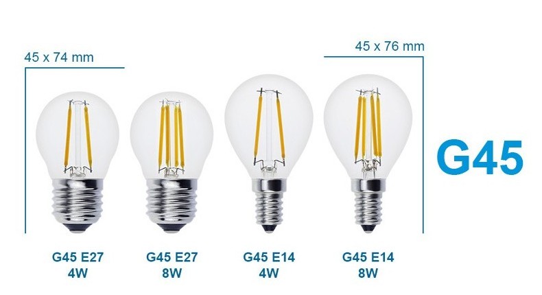 Factory Wholesale Warm White Clear Glass G45 LED Filament Bulb