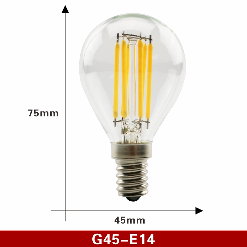 Factory Wholesale 3000K Clear Glass LED Filament Bulb G45