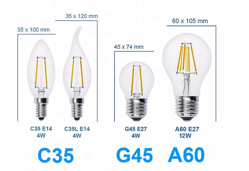 CHINA Factory C35 Warm White E12 E14 4W 5W clear candle Vintage Edison Bulb Light 2700K 6500K LED Filament Bulb