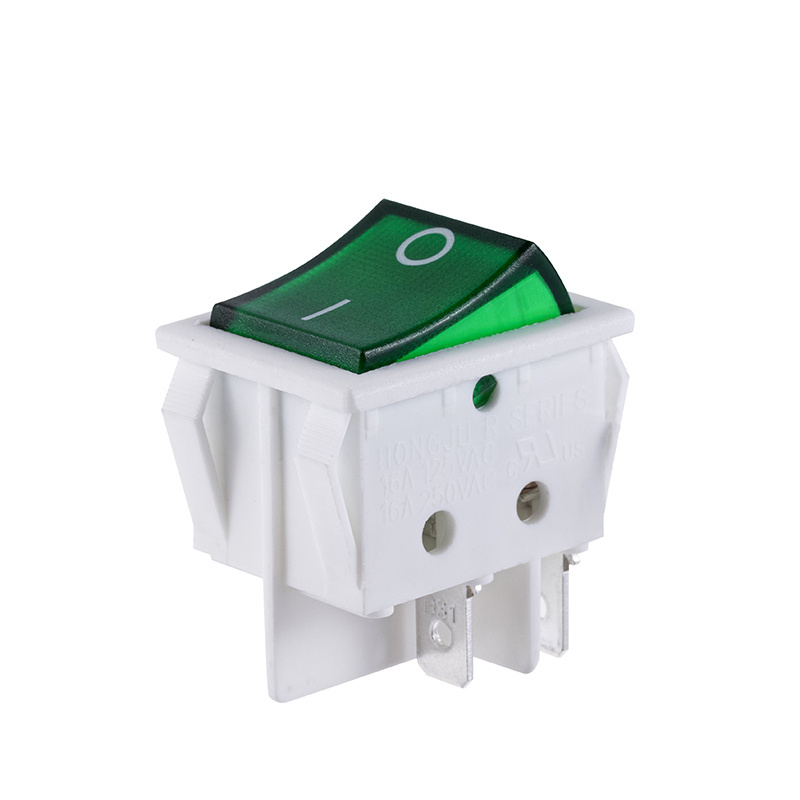 waterproof 4 pin green rocker switch 250V 25a