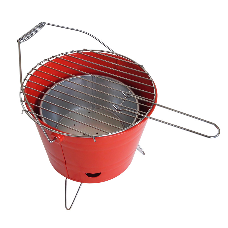 10inch Bucket Charcoal Barbecue Grill with customized cooking grid Charcoal bucket grill Picnic grill portable charcoal