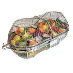 Stainless steel fine mesh bbq basket Universal replacement rotisserie basket