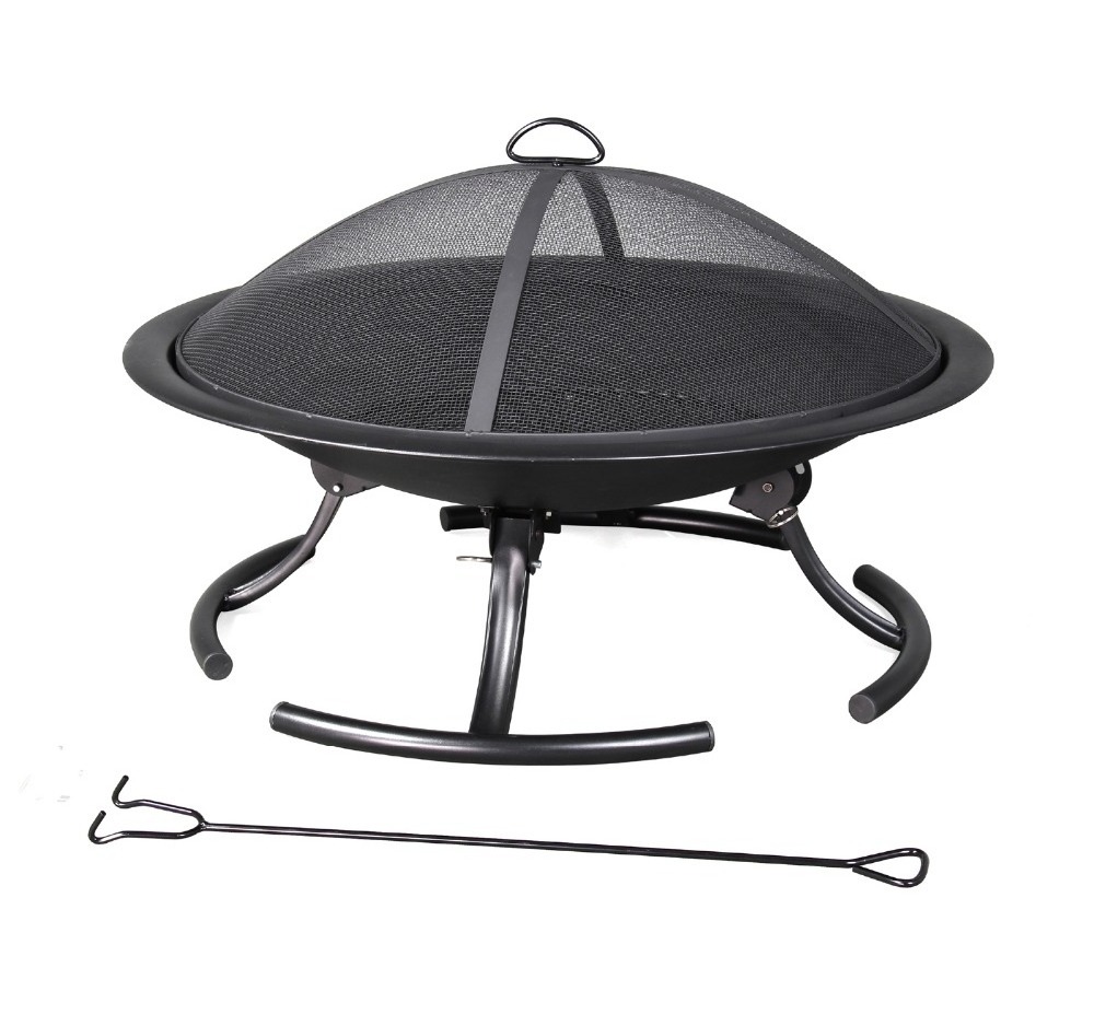 Sunjoy 30-in W Black Steel Wood-Burning Fire Pit