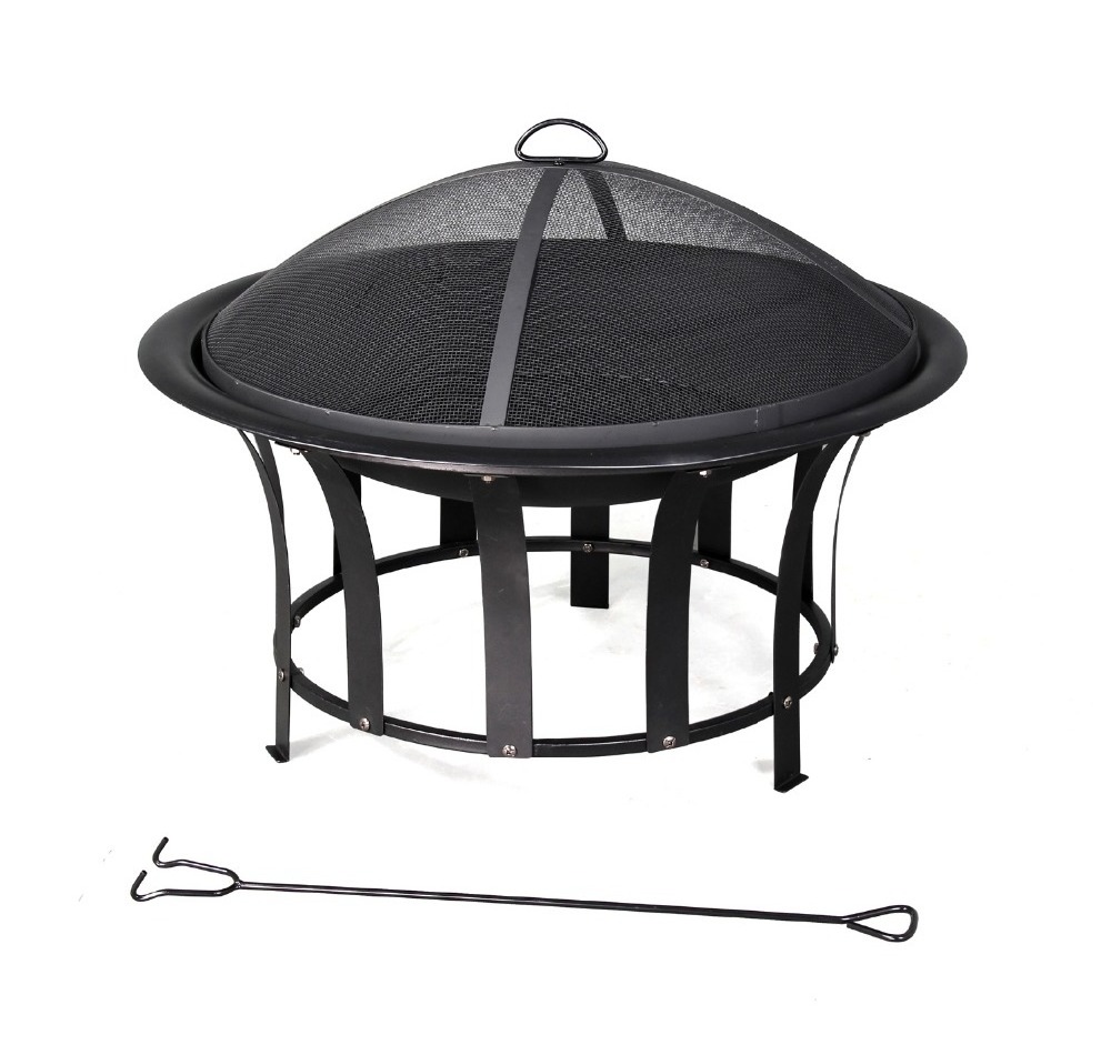 Sunjoy 30-in W Black Steel Wood-Burning Fire Pit