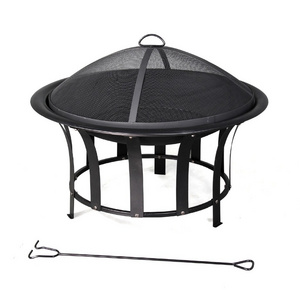 Sunjoy 30-in W Black Steel Wood-Burning Fire Pit