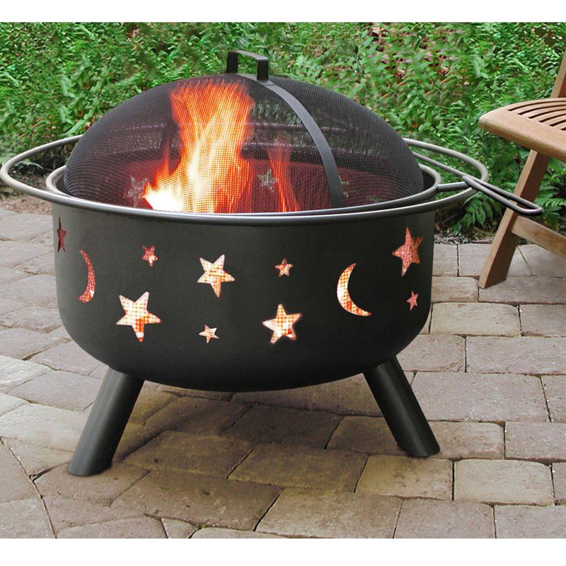 Hot sell star & moon Steel Firepit Outdoor Round steel fireplace 24 in Big Sky Stars and Moons Fire Pit