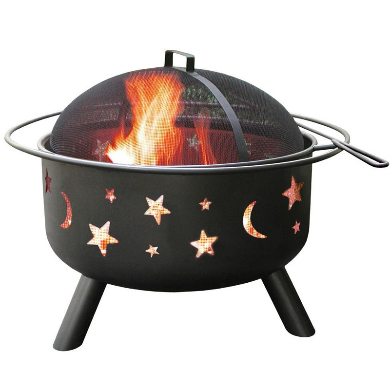 Hot sell star & moon Steel Firepit Outdoor Round steel fireplace 24 in Big Sky Stars and Moons Fire Pit