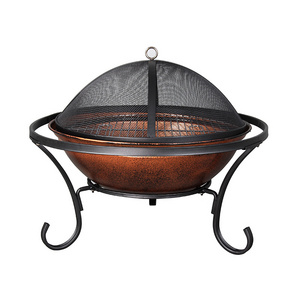 Round Copper Wood-Burning Fire Pit Fire Pit BBQ Grill Pits Outdoor Fireplace Camping Portable Garden Patio Heater