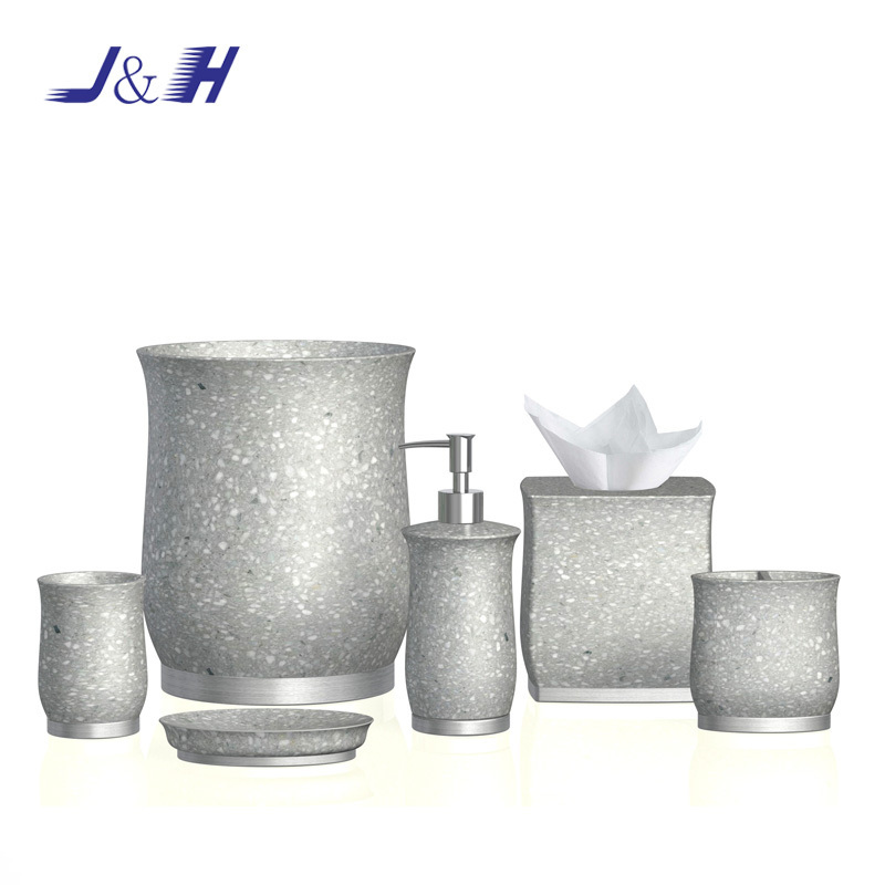 White Sandstone Finished Resin Bathroom Accessories Set