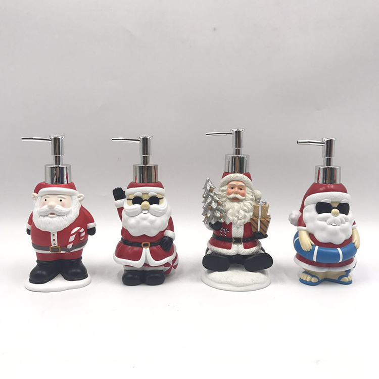 High Quality Christmas Winter Style bathroom essentials Cute Santa Claus Shaped Polyresin Hand Foam Soap Dispenser