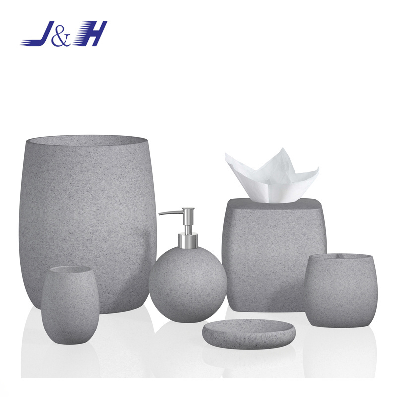 White Sandstone Finished Resin Bathroom Accessories Set