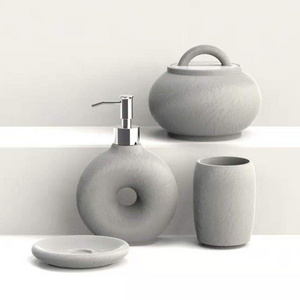 Modern Shape Nature Concrete Bathroom Accessory Household Sets Table Top Bathroom Accessories,bathroom Supplies 200 Set Everyday