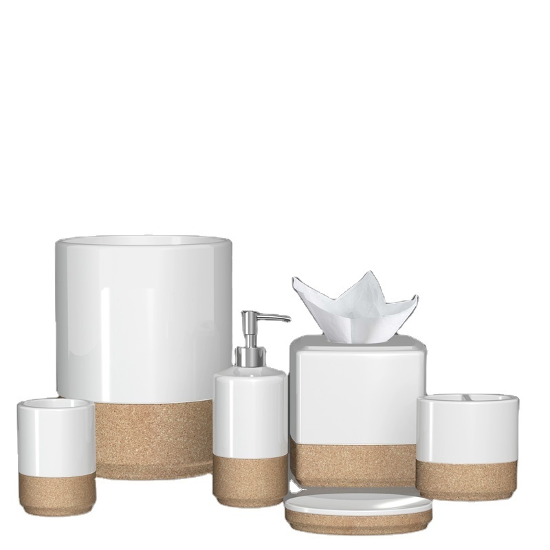 White Sandstone Finished Resin Bathroom Accessories Set