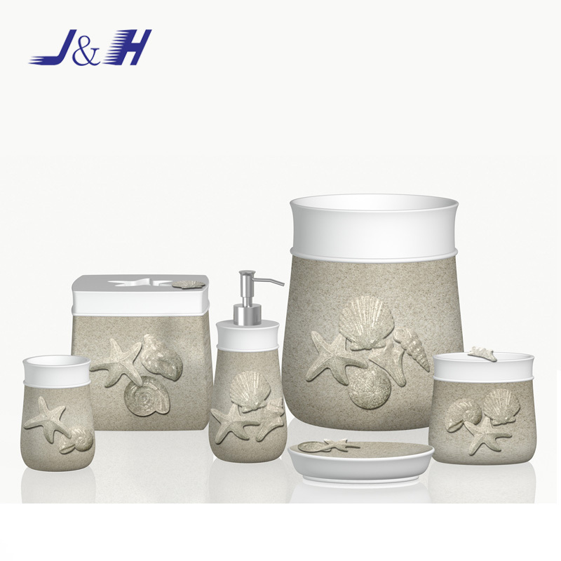 White Sandstone Finished Resin Bathroom Accessories Set