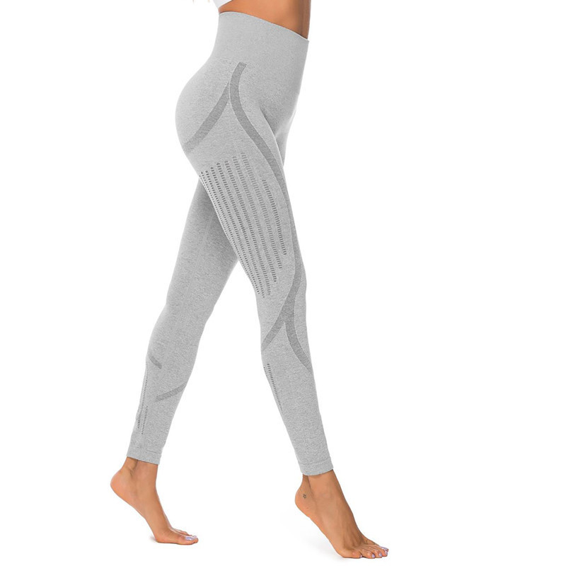 Wholesale Women High Waist Sports Yoga Leggings Breathable Compression Tights Tummy Control Sexy Hollow Seamless Workout Pants