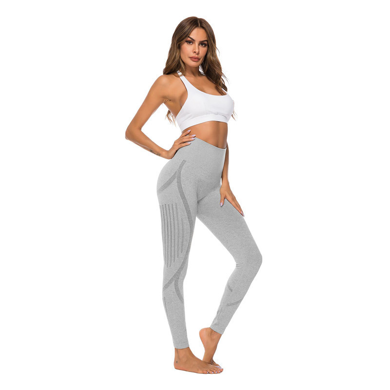 Wholesale Women High Waist Sports Yoga Leggings Breathable Compression Tights Tummy Control Sexy Hollow Seamless Workout Pants