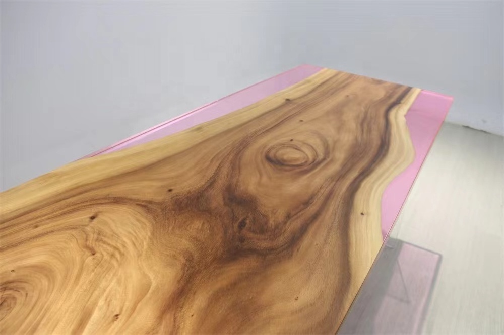 2023 most fashionable epoxy resin table (top) South American walnut wood with high quality hotel furniture live edge table