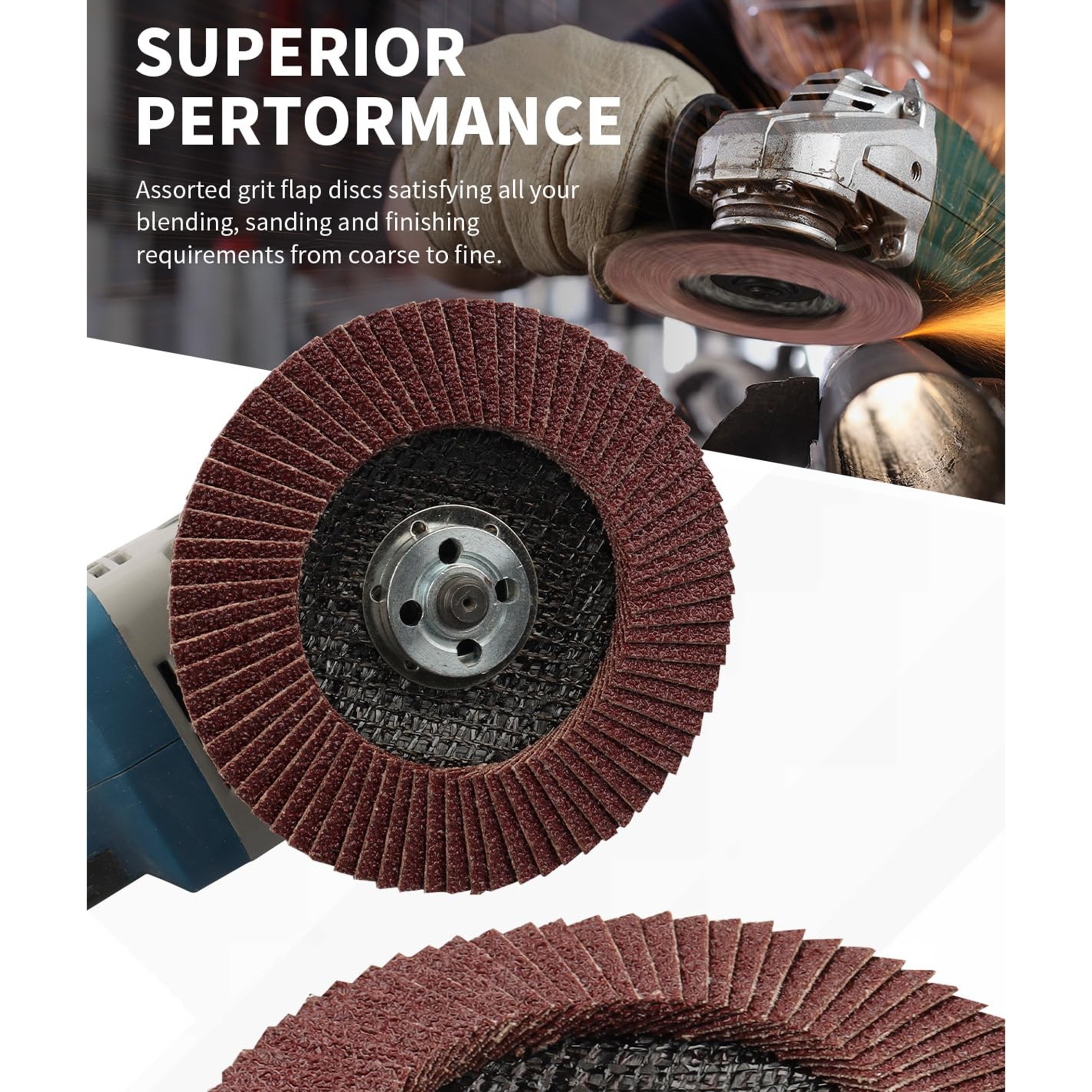 Abrasive Tools 4.5inch Abrasive Flap Wheel Aluminum Oxide Flap Disc Polishing Abrasive Disc for Stainless Steel