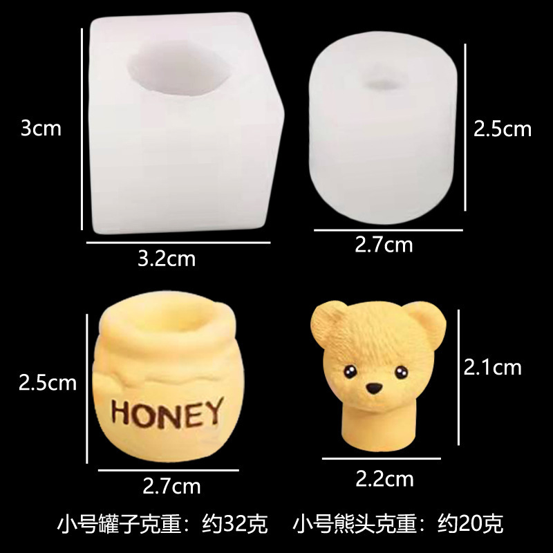 DIY Creative Teddy Bear Aromatherapy Candle Plaster Mold Bear Honey Jar Candle Silicone Mold