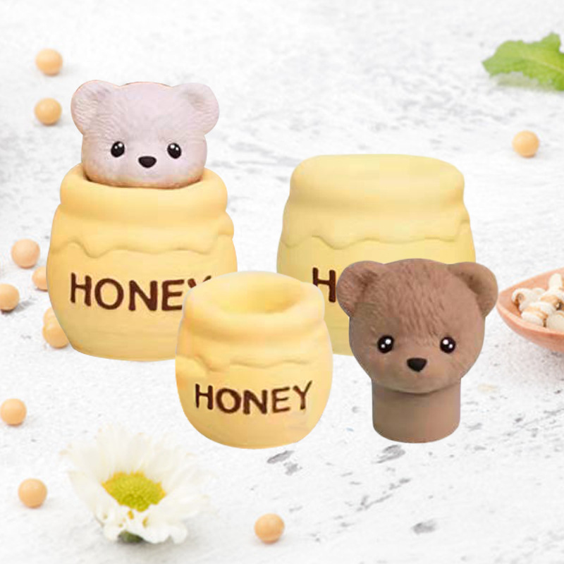 DIY Creative Teddy Bear Aromatherapy Candle Plaster Mold Bear Honey Jar Candle Silicone Mold