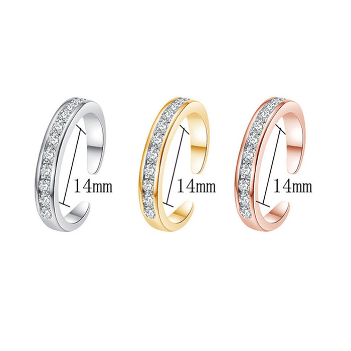 Customizable Crystal Toe Ring Opening Gold-Plated Foot Rings Stainless Steel PVD Gold adjustable ring