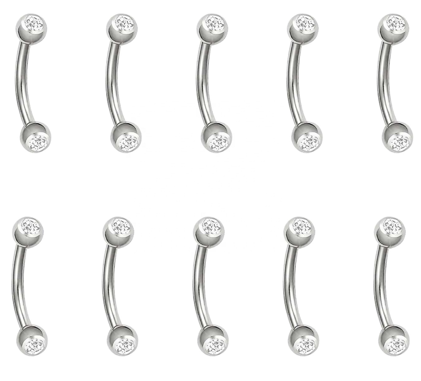 Design fashion crystal custom stainless steel gemstone labrets nose ring jewelry belly rings