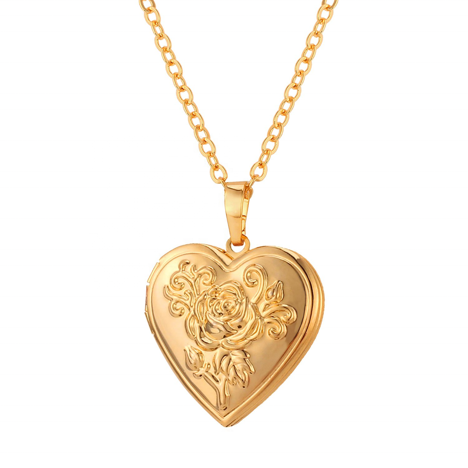 Custom gold plated jewelry necklace18 k Gold Plated locket heart gold plated Pendant Necklace for women