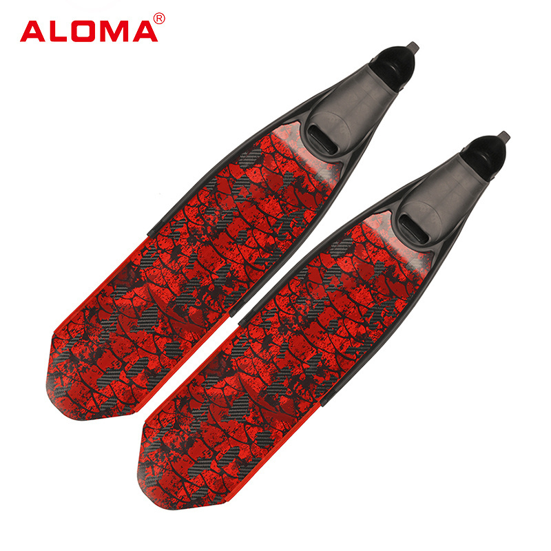 ALOMA Pattern Logo Spearfishing Long Fins OEM CE 5 Sizes 36-46 TPR Foot Pocket Carbon Fiber Freediving Fins Scuba Diving