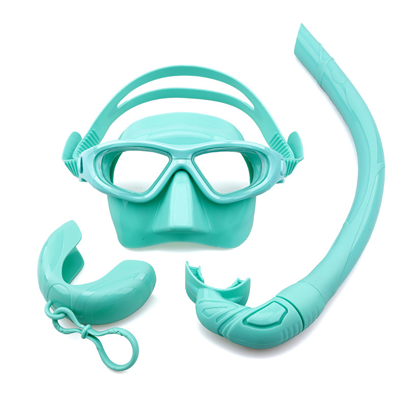 Custom logo color ODM lightweight roll up silicone snorkeling freediving equipment mask and snorkel set