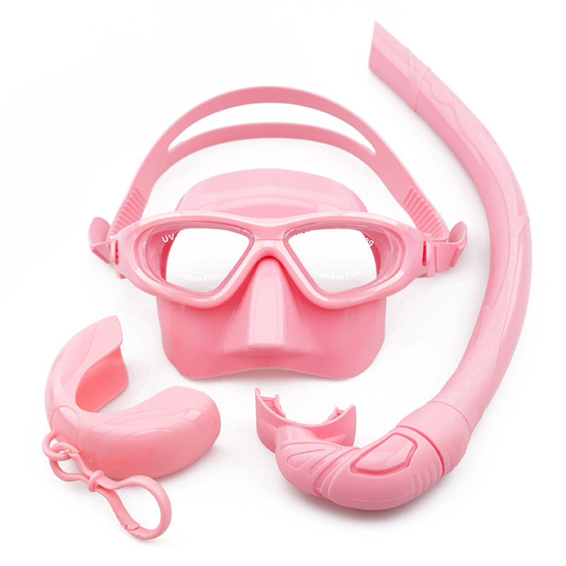 Custom logo color ODM lightweight roll up silicone snorkeling freediving equipment mask and snorkel set