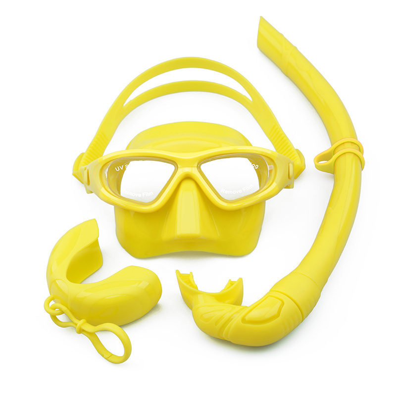 Custom logo color ODM lightweight roll up silicone snorkeling freediving equipment mask and snorkel set