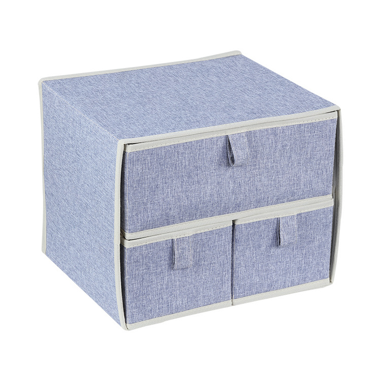 ANQI fashion blue strip factory made drawer  zipper bottom foldable sturdy  closet organizer clothes storage box