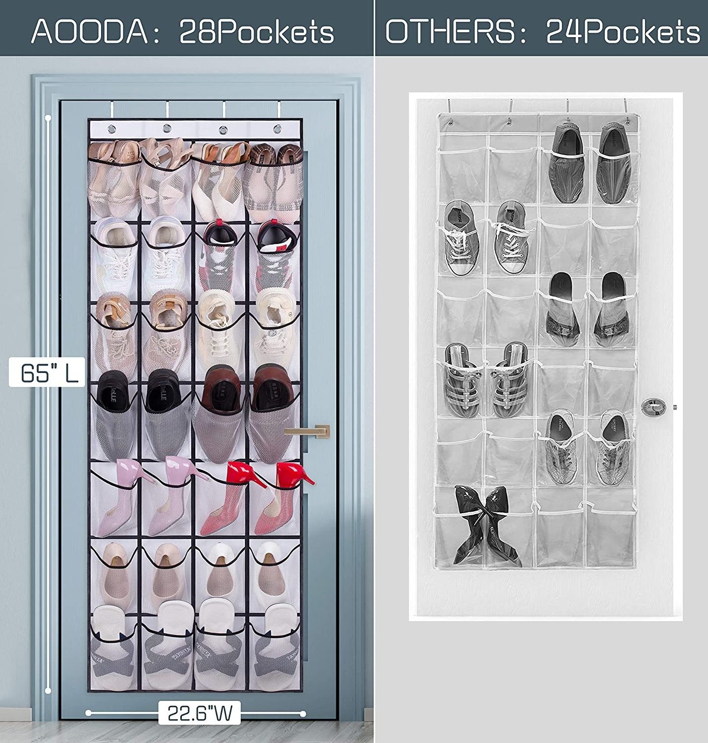 Large mesh bag door shoe rack, hanging shoe storage bag for closet hanging shoe rack hook, closet organizer