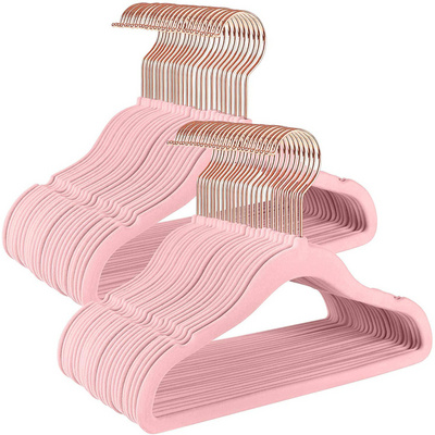 Kids cloth Velvet Hangers Non-Slip Clothes Hangers 50 Pack Hangers Rose Gold Hook  Pink