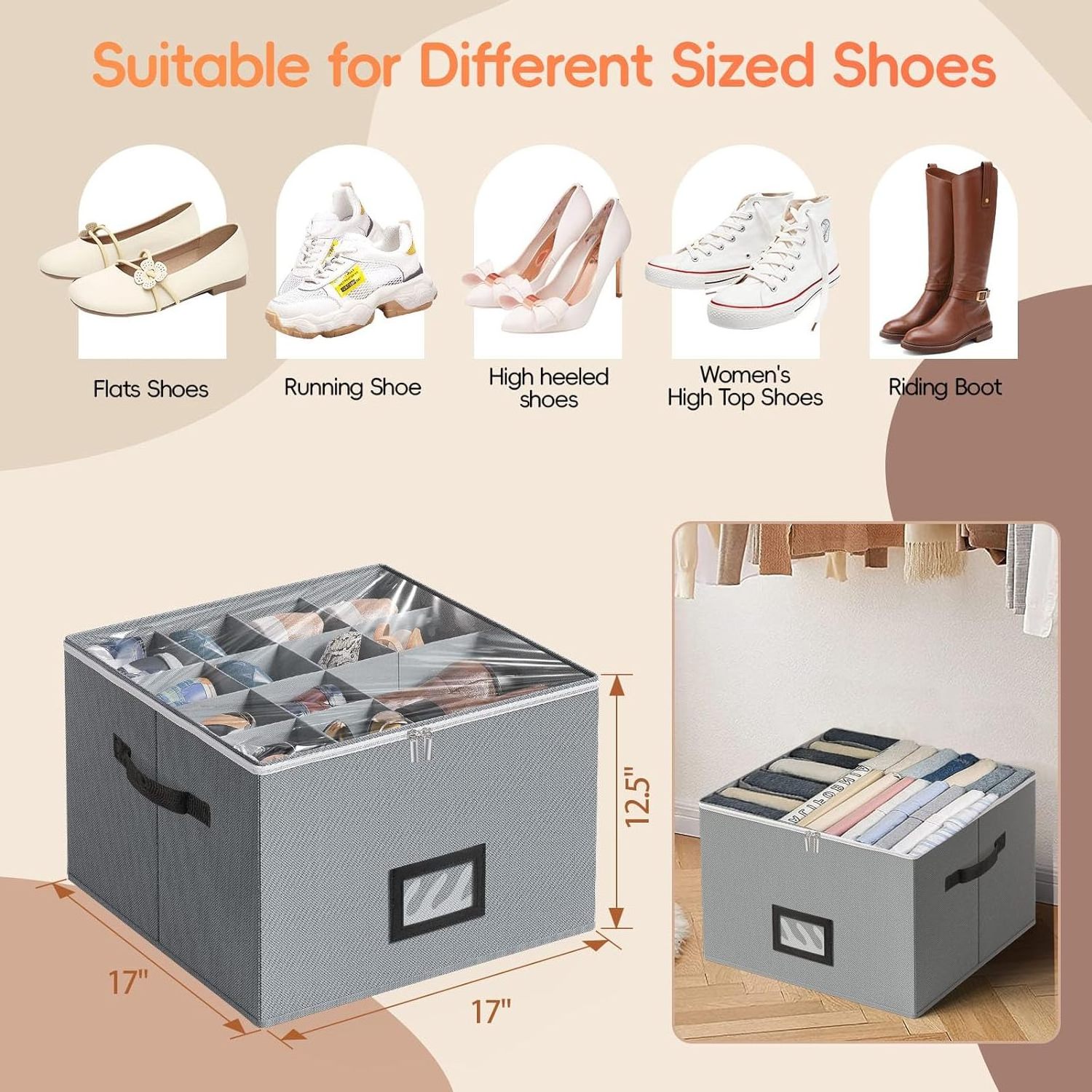 ANQI High Quality shoe organizer boxes foldable shoe organizer storage box stackable Adjustable Dividers for Shoes