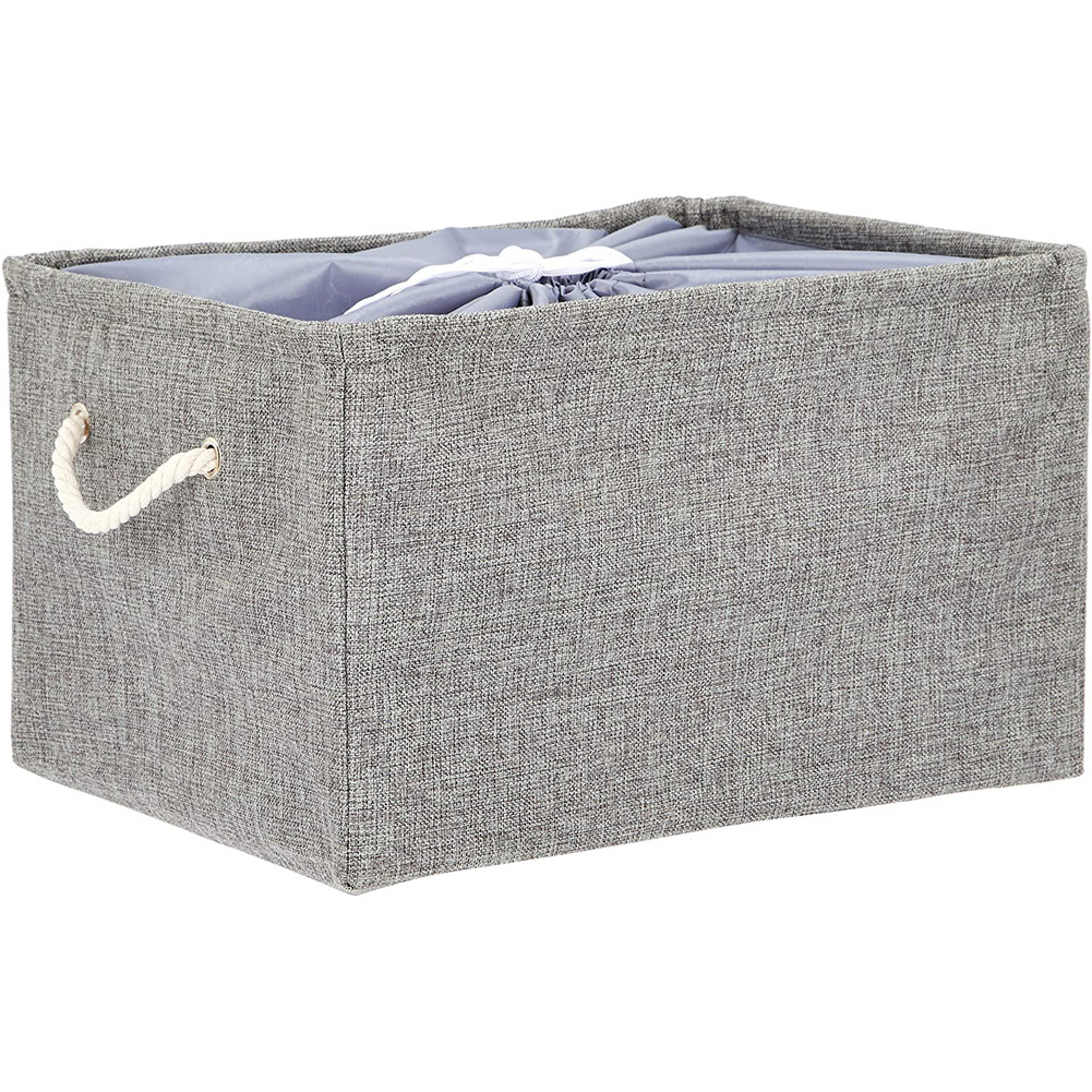 Foldable Storage Bin Closet Storage Fabric Storage Basket Container with Handles and Drawstring Toys Organizer