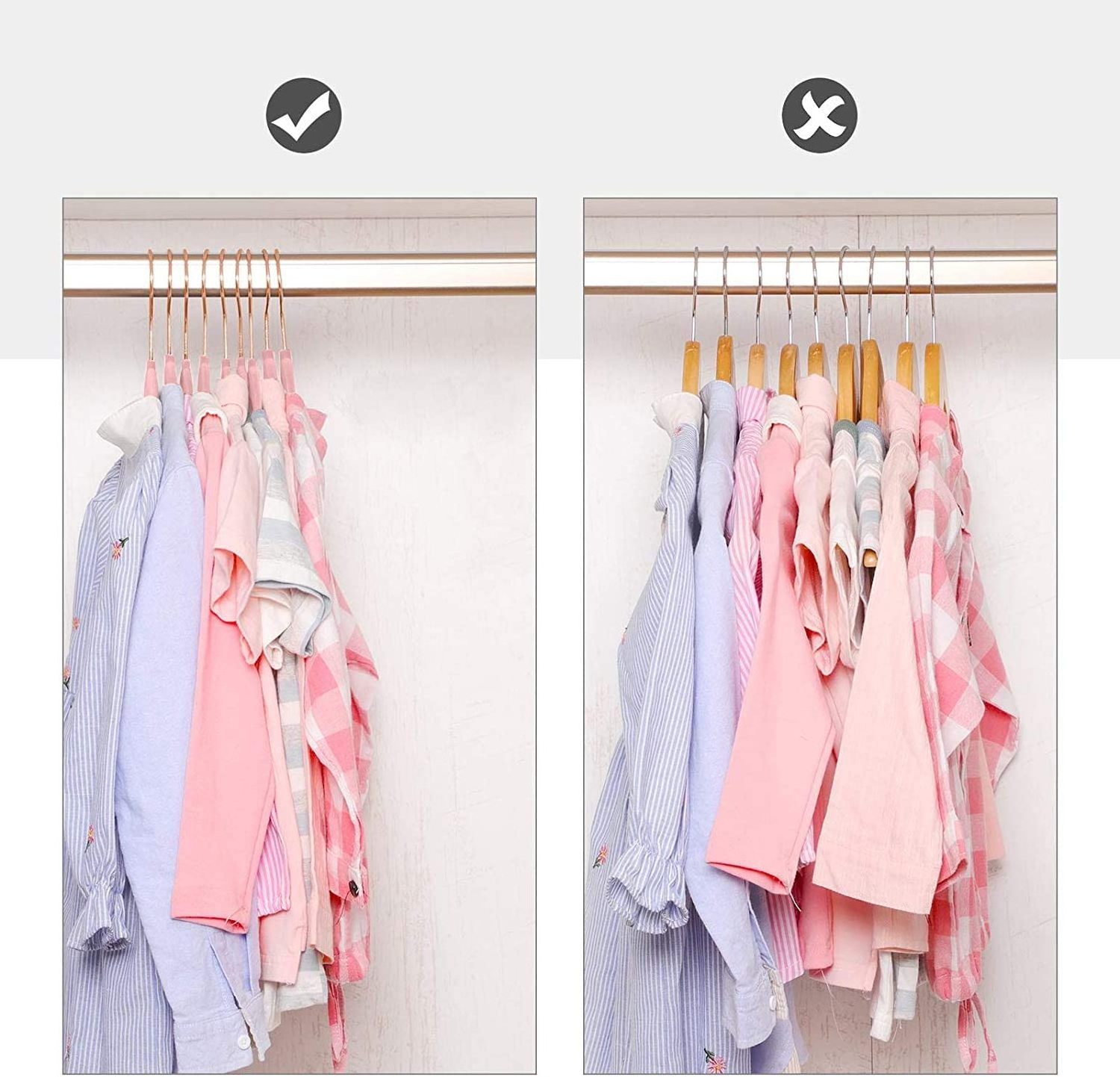 Kids cloth Velvet Hangers Non-Slip Clothes Hangers 50 Pack Hangers Rose Gold Hook  Pink