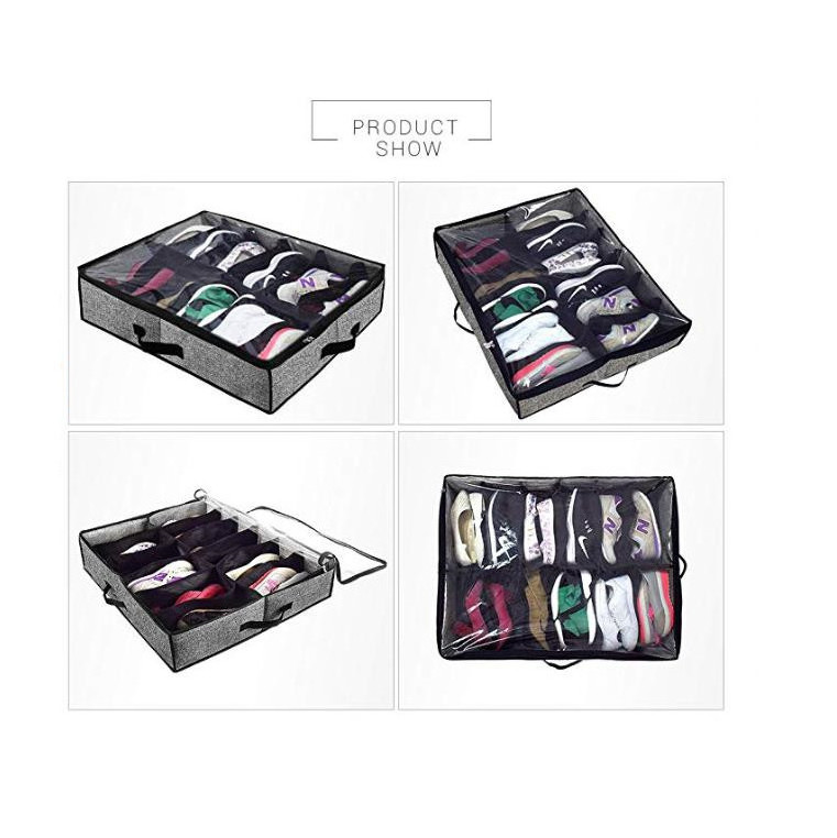 ANQI Set of 2 factory made good quality customized sturdy underbed shoes storage bag and organizer