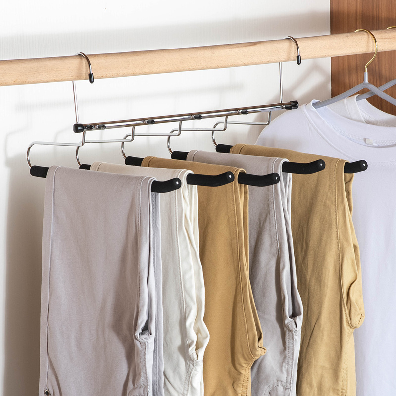 Multi-layer sponge non-slip pants rack pants hanger wholesale metal storage hanger traceless pants hang silk scarf scarf storage