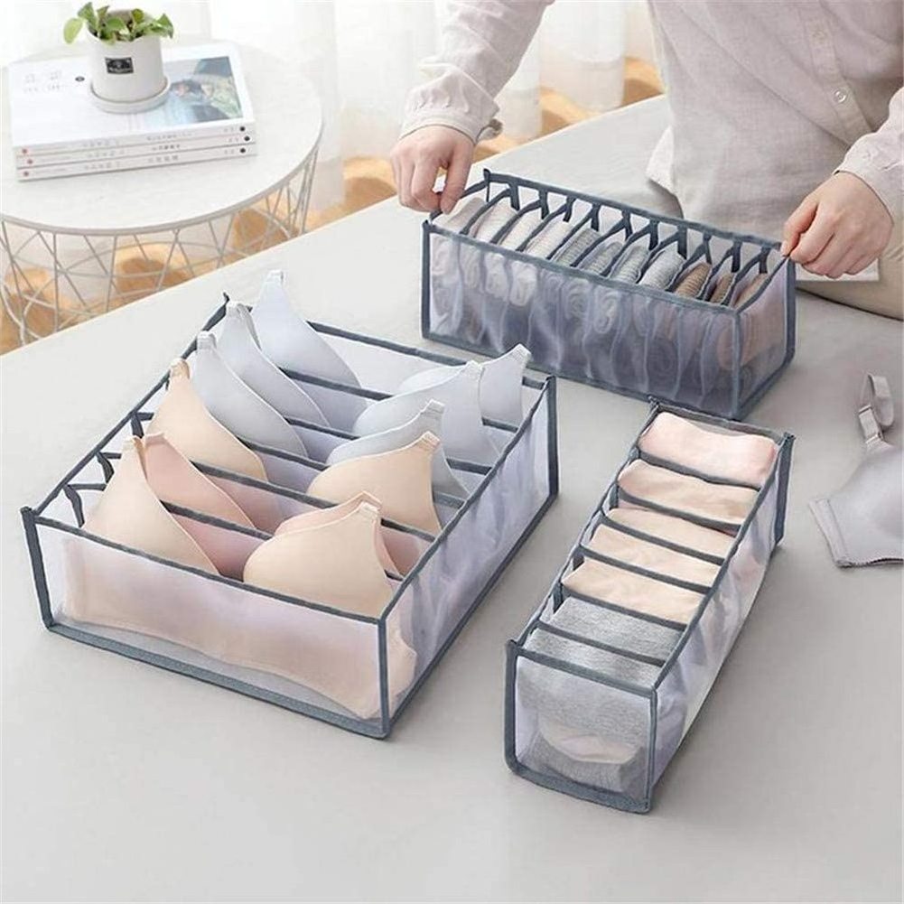 Set of 3 Underwear Drawer Organizer for Women Foldable Underwear Storage Box Organizer Closet Underwear Organizer