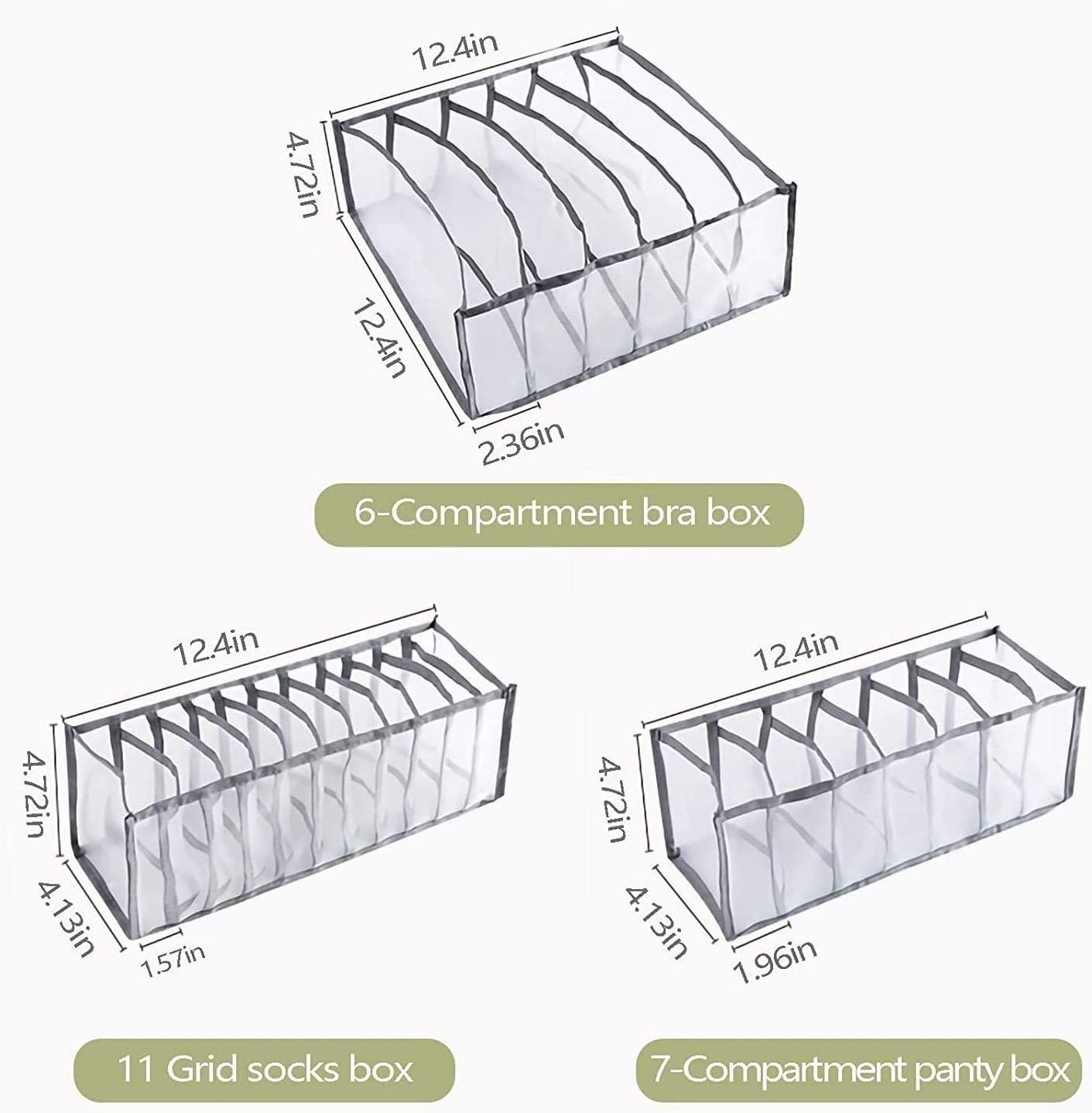 Set of 3 Underwear Drawer Organizer for Women Foldable Underwear Storage Box Organizer Closet Underwear Organizer