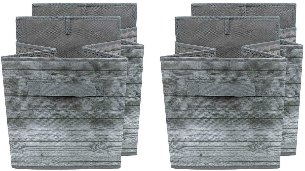 ANQI SET OF 4 Foldable Rustic Bin Gray factory made good quality storage bins and cubes foldable storage box closet organizer