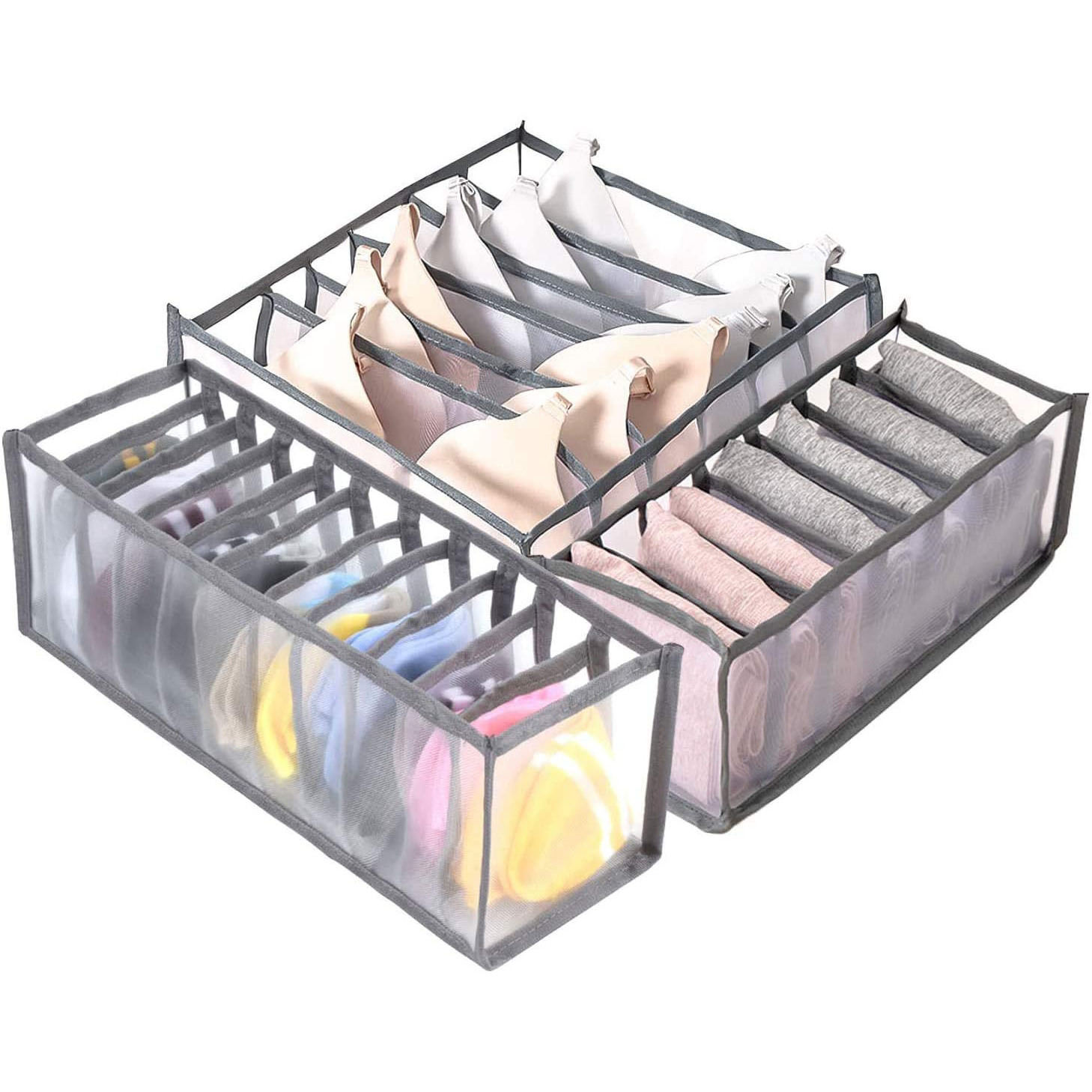 Set of 3 Underwear Drawer Organizer for Women Foldable Underwear Storage Box Organizer Closet Underwear Organizer